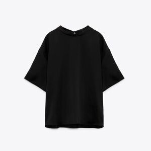 Black Satin Crewneck T-shirt
